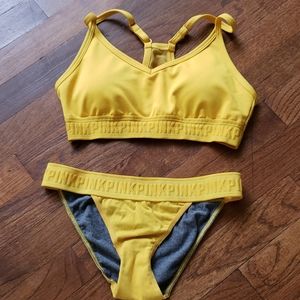 Pink sport bras and panty